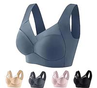 Wmbra Bra, Wmbra Posture Correcting Bra, Women Summer Push Up Wireless Bra Fashion Deep Cup Bra (Dark Blue,X-Large)