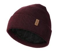 Wmcaps Beanie Hat, Hombres de Invierno cálido Unisex Sombrero de Invierno Sombrero de Punto elástico Sombrero de Lana Suave con puño y Grueso Forro Caliente Regalo para (Borgoña Rojo)