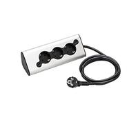 WMF Ambient Regleta de Cocina multienchufe Pro, 3 enchufes con 2 USB, Enchufe múltiple, luz Ambiental, para Cocina, Oficina, salón, ángulo de 45°, Acero Inoxidable Mate