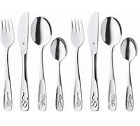 WMF Animales - Cubertería para niños 4 piezas (tenedor, cuchillo de mesa, cuchara y cuchara pequeña) WMF Kids infantil Acero Inoxidable Cromargan Apto para lavavajillas (Paquete de 2)