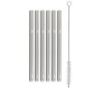 WMF Baric Cristal (7 Unidades, 6 Rectas y 1 Cepillo de Limpieza) Pajita Reutilizable respetuosa con el Medio Ambiente, para Bebidas Calientes y frías, Transparente