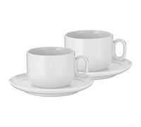 WMF Barista - Juego de 4 tazas de café de 160 ml con platillos para capuchino, porcelana, vaso de café, tazas de café, aptas para lavavajillas