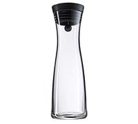 WMF Basic - Botella de Agua de Cristal 1 litro, Sistema de Cierre Close Up, Tapa de Silicona, Negro