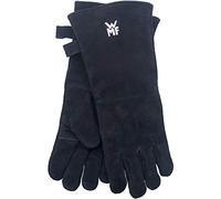 WMF BBQ - Grill Gloves, Par de Guantes para Barbacoa , Cuero Negro, Guantes Resistentes al Calor, Guantes para Horno Extra Largos, Tamaño Práctico (40 cm)