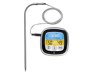 WMF BBQ - Termómetro Digital para carne, Termómetro para Grill con 5 Niveles de Cocción, Pantalla Táctil LED, Temporizador, Soporte Magnético