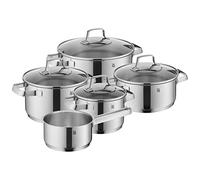 WMF Belmonte - Juego de cacerolas para inducción (5 piezas, con tapa de cristal, acero inoxidable Cromargan pulido, sin revestimiento)