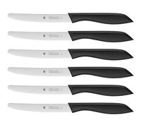 WMF Classic Line - Juego de 6 Cuchillos 23 cm, Hoja de Acero Especial con Filo Dentado y Mango de Plástico Aptos para el Lavavajillas, Negro