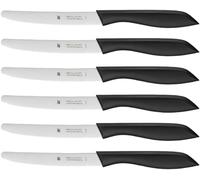 WMF Classic Line - Juego de 6 Cuchillos 23 cm, Hoja de Acero Especial con Filo Dentado y Mango de Plástico Aptos para el Lavavajillas, Negro