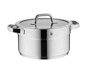 WMF Compact Cuisine - Olla Grande (24 cm, Tapa de Cristal, 5,6 L, Acero Inoxidable Cromargan, Acero Inoxidable Pulido, apilable, sin Revestimiento)