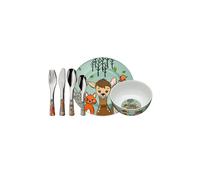 WMF Animalitos del bosque - Vajilla para niños 6 piezas incluye plato, cuenco y cubertería (tenedor, cuchillo de mesa, cuchara y cuchara pequeña) WMF Kids infantil Acero Inoxidable Cromargan