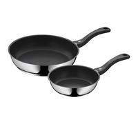 WMF Devil - Juego de 2 Sartenes Antiadherentes 20-28 cm, Sartén de Acero Inoxidable y Revestimiento Antiadherente para Todo Tipo de Cocinas Incluido Inducción, sin PFOA, Color Negro