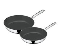 WMF Devil Natural - Juego de 2 Sartenes Antiadherentes 24-28 cm, Sartén de Acero Inoxidable y Revestimiento Antiadherente Mienral Cerámico para Todo Tipo de Cocinas Incluido Inducción