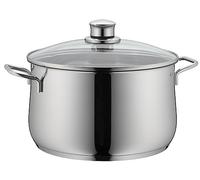 WMF Diadem Plus - Olla Baja 6.5 L Ø24 cm , Acero Inoxidable Cromargan, con Tapa de Cristal