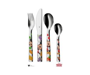 WMF Disney Mickey Mouse - Cubertería para niños 4 piezas (tenedor, cuchillo de mesa, cuchara y cuchara pequeña) (WMF Kids infantil)