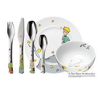 WMF El Principito - Vajilla para niños 6 piezas incluye plato, cuenco y cubertería (tenedor, cuchillo de mesa, cuchara y cuchara pequeña) WMF Kids infantil Acero Inoxidable Cromargan