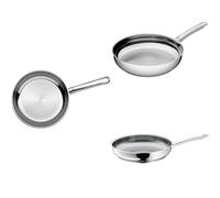 WMF Favorit - Set 3 sartenes 20-24-28 cm, Cromargan Acero Inoxidable 18/10 sin recubrimiento Apto para todo tipo de cocinas