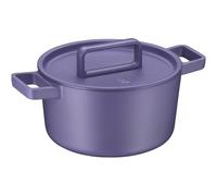 WMF Flavour - Cacerola de hierro fundido para inducción (24 cm, hierro fundido, esmaltada, tapa de hierro fundido, tapa de fundición, tapa con puntos de condensación, elegancia moderna), color morado