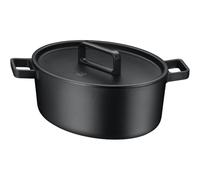 WMF Flavour - Rustidera de 33 cm Con Tapa de Hierro con Perillas de Condensación, Asador Ovalado de 8,6 L de Hierro Fundido Esmaltado Apto para Inducción, Sin Revestimiento, Apta para Lavavajillas