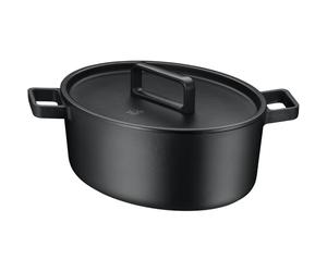 WMF Flavour - Rustidera de 33 cm Con Tapa de Hierro con Perillas de Condensación, Asador Ovalado de 8,6 L de Hierro Fundido Esmaltado Apto para Inducción, Sin Revestimiento, Apta para Lavavajillas