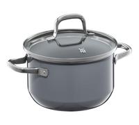WMF Fusiontec Essential - Cacerola pequeña de 16 cm con tapa de cristal, para inducción, 2,0 l, olla pequeña, cerámica de alta tecnología, resistente a los arañazos, sin revestimiento, color gris