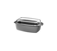 WMF Fusiontec Mineral Bräter con tapa de cristal, rectangular, 32 x 21 cm Platino gris