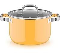 WMF Fusiontec Mineral Pro 0519045290 - Olla con tapa (20 cm, material resistente a los arañazos, apta para todo tipo de fuegos, fabricada en Alemania, mango amarillo)