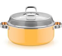 WMF Fusiontec Mineral Pro 0519125290 - Cacerola con tapa (28 cm, material resistente a los arañazos, apta para todo tipo de fuegos, fabricada en Alemania, mango amarillo)