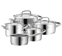 WMF Gourmet Plus - Batería de Cocina 5 Piezas, Acero Inoxidable Apto para Inducción, 1 Cacerola Baja de 20 cm, 3 Cacerolas Altas de 16 cm, 20 cm y 24 cm, 1 Cazo 16 cm con 4 Tapas de Acero Inoxidable