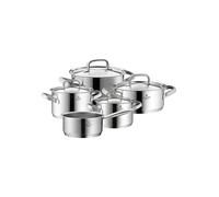 WMF Gourmet Plus - Batería de Cocina 5 Piezas, Acero Inoxidable Apto para Inducción, 1 Cacerola Baja de 20 cm, 3 Cacerolas Altas de 16 cm, 20 cm y 24 cm, 1 Cazo 16 cm con 4 Tapas de Acero Inoxidable