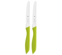 WMF Juego de 2 cuchillos de desayuno (23 cm, cuchillo para panecillos, afilado ondulado, cuchillo de pan, acero especial, mango de plástico), color verde