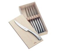 WMF - Juego de 6 Cuchillos para Carne en Caja de Madera. Filo Dentado de Acero Inoxidable Cromargan Pulido Ideal para Bistec. Aptos para Lavavajillas