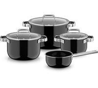 WMF Juego de sartenes Fusiontec 2.0 Mineral Pro Negro 4 piezas - Sartén ø 16, 20, 24 cm & Cacerola ø 16 cm