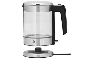 WMF Küchenminis Hervidor de agua de cristal de 1 L, inalámbrico, pequeño, indicador de nivel de agua, filtro de agua de cal, parada de ebullición automática, 1900 W,