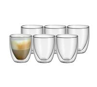 WMF Kult - Juego de 6 Tazas de Café Cappuccino 250 ml de Doble Pared Térmica Efecto Flotante de Vidrio Brorosilicatado Resistente al Calor