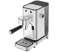 WMF Lumero - Cafetera expreso con 3 portafiltro, 1400 vatios, para 1-2 tazas de expreso, 15 bares, reposavasos, espumador de leche, prensador de café, luz led, acero inoxidable mate