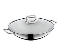 WMF Macao - Juego de wok de 2 piezas con sartén de 36 cm y tapa de cristal, acero inoxidable Cromargan, sin revestimiento, para inducción