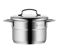 WMF Mini - Cacerola pequeña de 1,3L, tapa metálica, cacerola altasin revestimiento antiadherente de 14 cm, acero inoxidable Cromargan, apilable, para porciones pequeñas, Apta para inducción