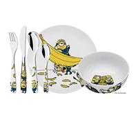 WMF Minions - Vajilla para niños 6 piezas incluye plato, cuenco y cubertería (tenedor, cuchillo de mesa, cuchara y cuchara pequeña) WMF Kids infantil Acero Inoxidable Cromargan