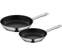 WMF Nordic Profi - Juego de sartenes (2 piezas, inducción, 24, 28 cm, antiadherente, apta para horno, sin goteo, acero inoxidable Cromargan)