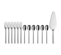 WMF Nuova - Juego 13 Piezas para Tarta para 6 personas, cucharas de café, tenedores de postre, pala para postre, Acero Inoxidable Cromargan Pulido, Apto para Lavavajillas