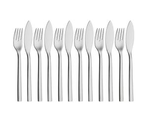 WMF Nuova - Juego de Pescado 12 Piezas para 6 Comensales , Cubertería de Acero Inoxidable Pulido, Cromargan 18/10, 21 cm