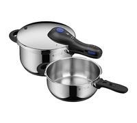 WMF Perfect Plus - Set con Olla Rápida Ø 22 cm de Diámetro de 4 Litros y Medio + Cuerpo 3 Litros. Con Protección Contra Llamas. Acero Inoxidable Cromargan para Inducción