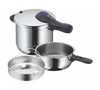 WMF Perfect Plus - Set con Olla Rápida Ø 22 cm de Diámetro de 6 Litros y Medio + Cuerpo 3 Litros, Con Protección Contra Llamas, Acero Inoxidable Cromargan para Inducción