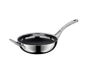 WMF Profi Resist Wok, diámetro de 28 cm, material multicapa revestimiento, estructura de panal, mango de plástico, para inducción, aptas para horno, color negro