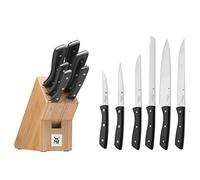 WMF Profi Select - Juego de 6 Cuchillos con Soporte de Madera, Hoja de Acero Templado con Filo de Larga Duración