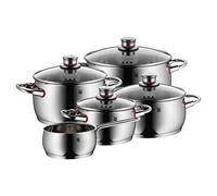 WMF Quaity One - Batería de Cocina 5 Piezas, Acero Inoxidable Apto para Inducción, 1 Cacerola Baja de 20 cm, 3 Cacerolas Altas de 16 cm, 20 cm y 24 cm, 1 Cazo 16 cm con 4 Tapas de Cristal