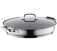 WMF - Rustidiera 38 cm Cacerola Baja Larga Oval con Tapa de Cristal, Cromargan 18/10 Acero Inoxidable, Antiadherente, Apto para Inducción y Horno, Diseñado en Alemania