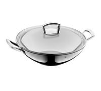 WMF - Set de Wok de 2 Piezas, Tapa de Cristal sin Recubrimiento, 36 cm de diámetro, Reborde Cromargan de Acero Inoxidable, Apto para inducción y para el lavavajillas