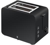 WMF Stelio Depp Black - Tostadora para 2 rebanadas, 7 niveles de tostado ajustables, función parada, recalentamiento, descongelación, centrador de pan, bandeja recogemigas extraíble, 1050 W Negra