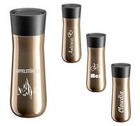 WMF Taza térmica Impuls con grabado personal - Taza térmica de 350 ml, apertura 360°, taza de café para llevar, plata, oro (Earth)